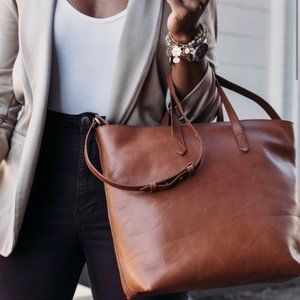 Madewell The Zip-Top Transport Carryall Tote English Saddle